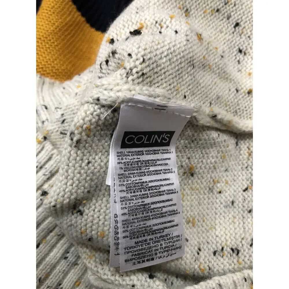 Colins Sweater Mens XL Slim Color Block Striped Acrylic Pullover Sweatshir N28